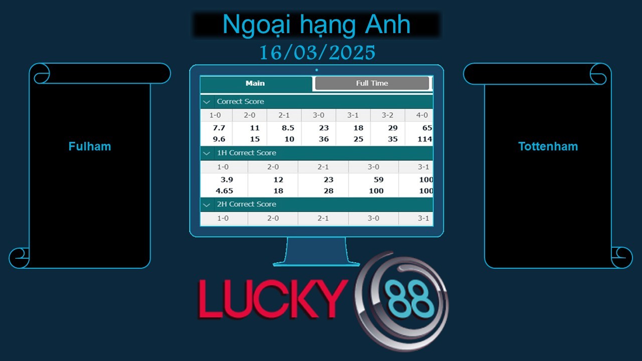 LUCKY88 Fulham vs Tottenham, Soi kèo bóng đá hôm nay 16/03/2025, Ngoại hạng Anh