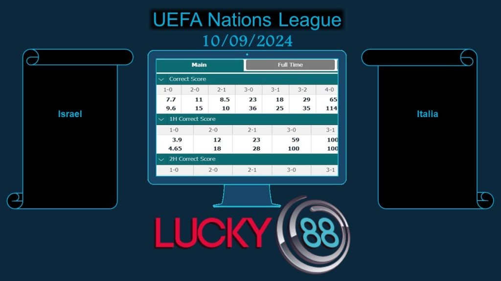LUCKY88 Israel vs Italia, Soi kèo bóng đá hôm nay 10/09/2024, UEFA Nations League